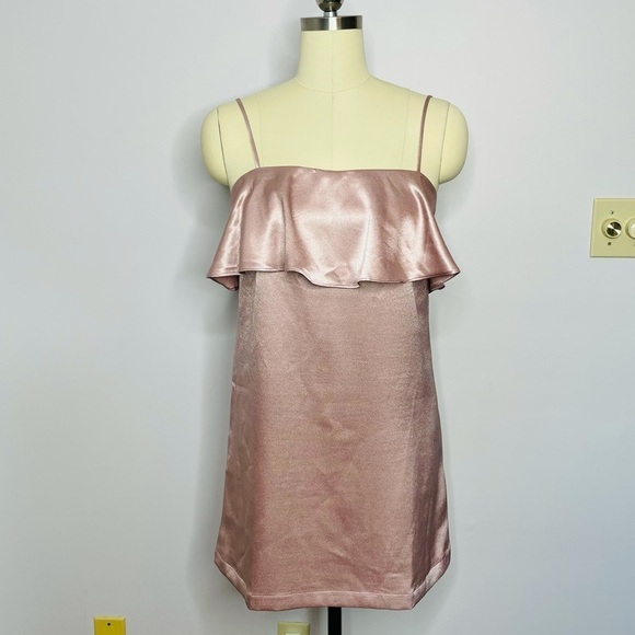 UO x Kimchi Blue Ruffle Satin Slip Dress Metallic- Size M- NWT - Picture 2 of 7